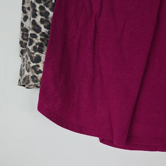 Zenana Outfitters Magenta Top with Animal Print Sleeves - Picture 3 of 4